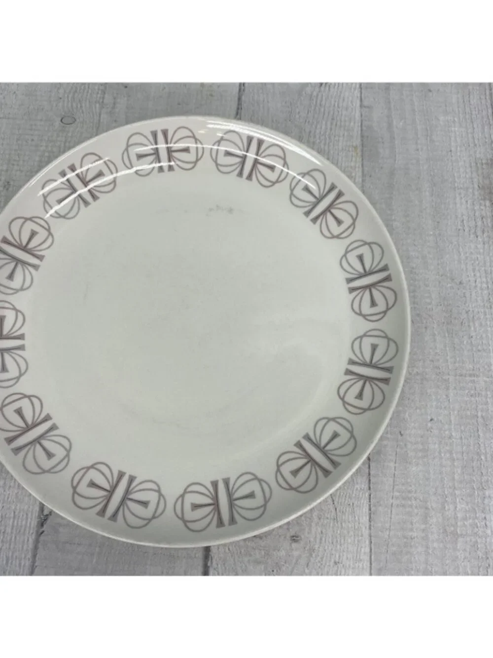 60's Franciscan MERRY-GO-ROUND Japan Gray Pink Border China Salad Plates Set 4